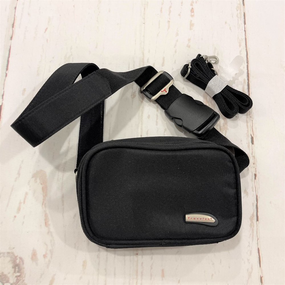 Travelon Fanny Pack Crossbody Purse Pouch Handbag Black EUC